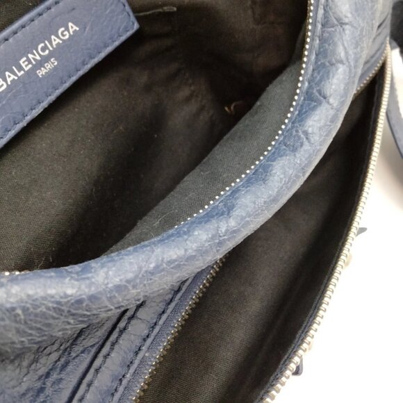 $1569 Authentic BALENCIAGA Made in ITALY Unisex Blue Leather Waist Sling Bag - Picture 8 of 12